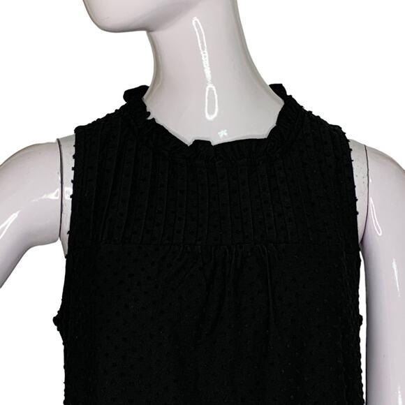 J Crew NWT Blouse Sleeveless Ruffle Neckline Black Size M - Picture 2 of 11